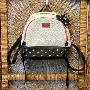 Betsey Johnson NY Rose Embroidered Heart Studded Mini Backpack - Multi Pocket